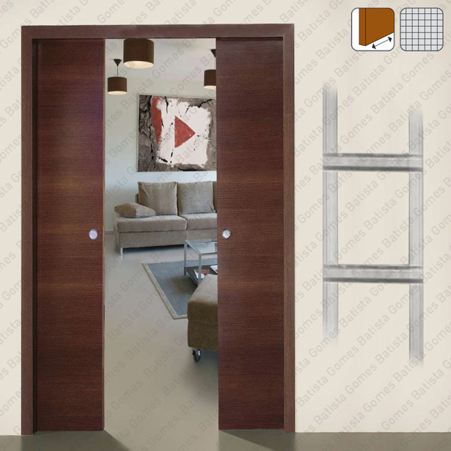 Estrutura/Cassete para portas correr 2 folhas - Gesso